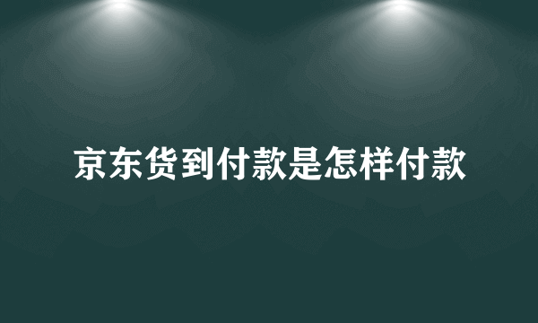 京东货到付款是怎样付款