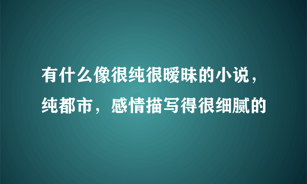 有什么像很纯很暧昧的小说，纯都市，感情描写得很细腻的