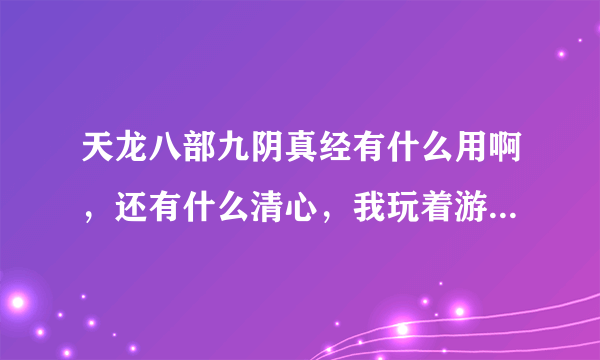 天龙八部九阴真经有什么用啊，还有什么清心，我玩着游戏没多久，看不懂啊。哪位高手指点一下