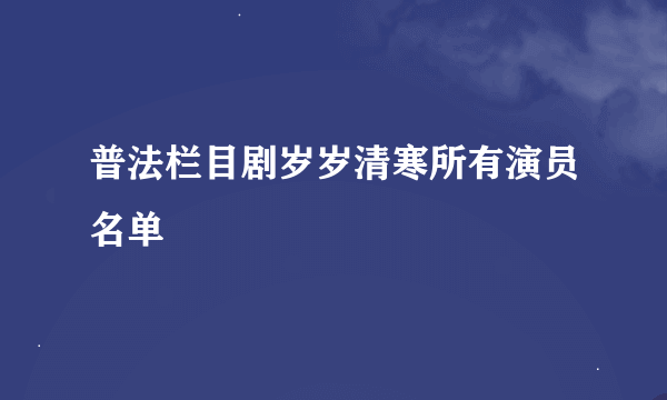 普法栏目剧岁岁清寒所有演员名单