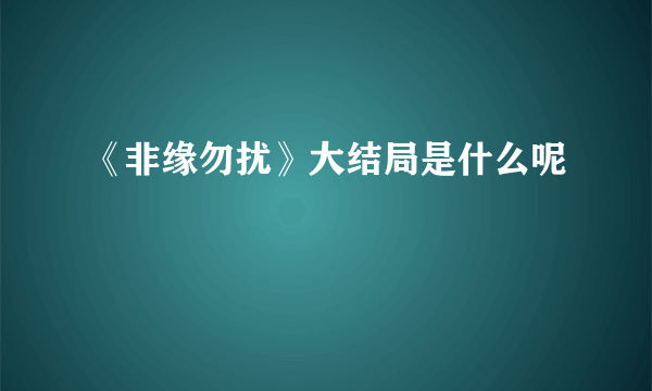 《非缘勿扰》大结局是什么呢