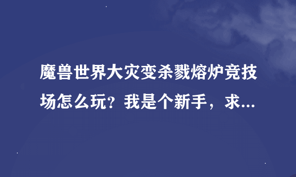 魔兽世界大灾变杀戮熔炉竞技场怎么玩？我是个新手，求高玩指导，我没多少分了、不好意思了