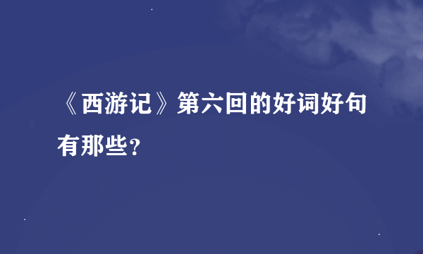 《西游记》第六回的好词好句有那些？