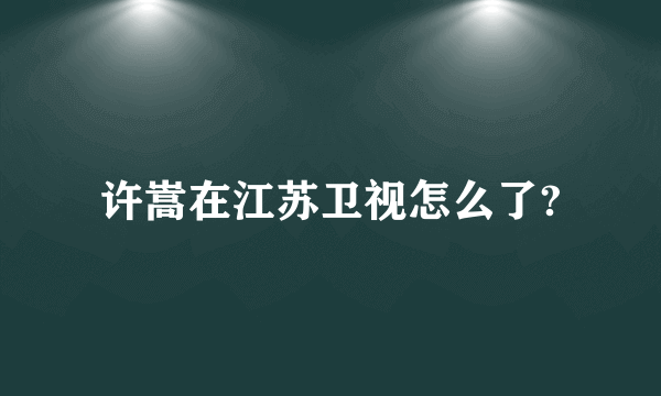 许嵩在江苏卫视怎么了?