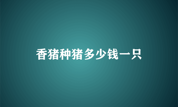 香猪种猪多少钱一只