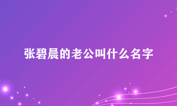 张碧晨的老公叫什么名字