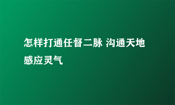 怎样打通任督二脉 沟通天地 感应灵气