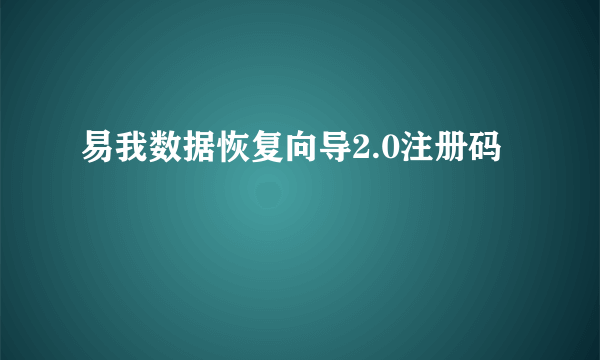 易我数据恢复向导2.0注册码