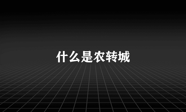 什么是农转城