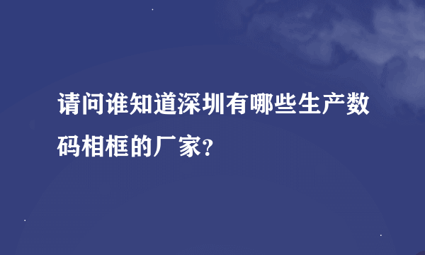 请问谁知道深圳有哪些生产数码相框的厂家？