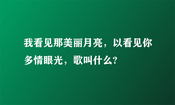 我看见那美丽月亮，以看见你多情眼光，歌叫什么?