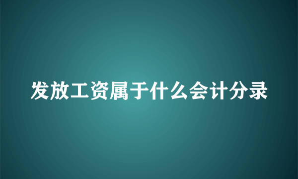 发放工资属于什么会计分录