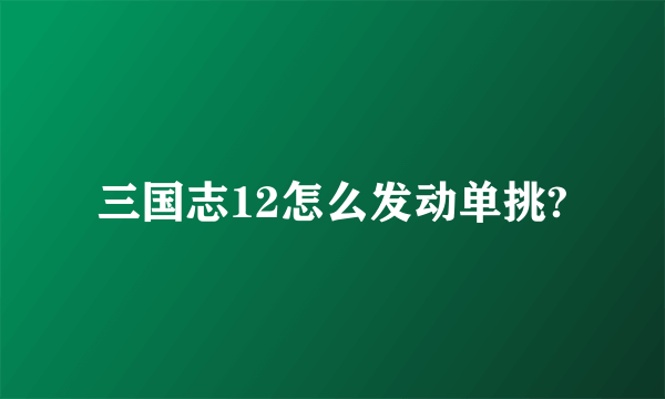 三国志12怎么发动单挑?