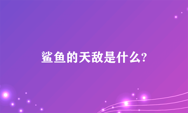 鲨鱼的天敌是什么?