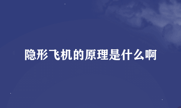 隐形飞机的原理是什么啊