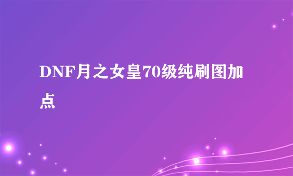 DNF月之女皇70级纯刷图加点