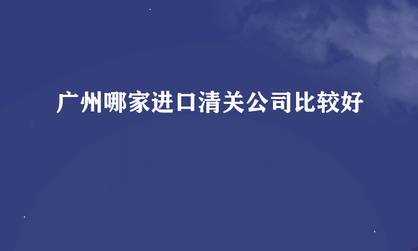 广州哪家进口清关公司比较好