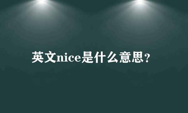 英文nice是什么意思？