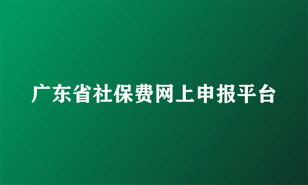 广东省社保费网上申报平台