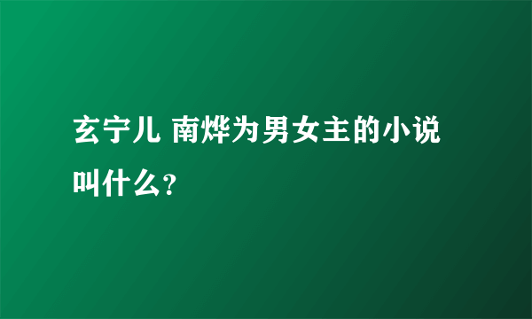 玄宁儿 南烨为男女主的小说叫什么？