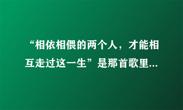 “相依相偎的两个人，才能相互走过这一生”是那首歌里面的歌词？？