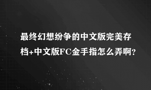 最终幻想纷争的中文版完美存档+中文版FC金手指怎么弄啊？