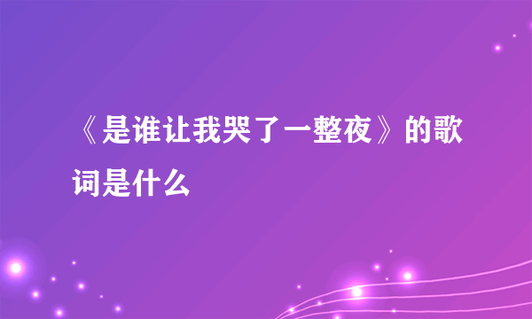 《是谁让我哭了一整夜》的歌词是什么