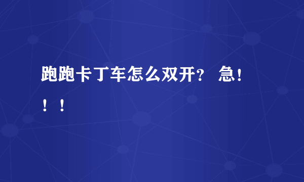 跑跑卡丁车怎么双开？ 急！！！