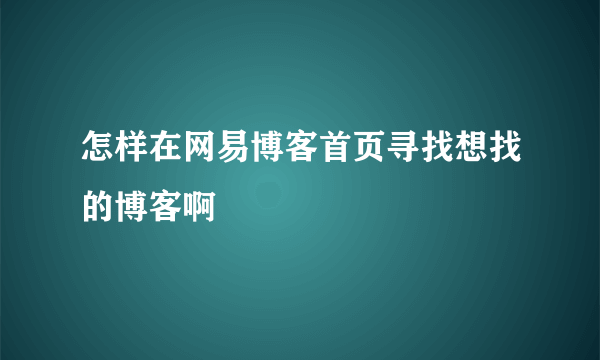 怎样在网易博客首页寻找想找的博客啊