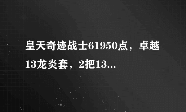 皇天奇迹战士61950点，卓越13龙炎套，2把13虚伪，怎么加点，跪求