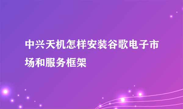 中兴天机怎样安装谷歌电子市场和服务框架