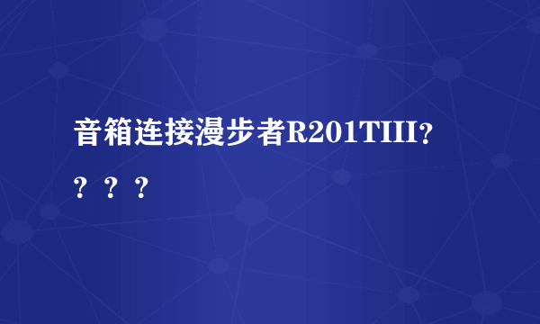 音箱连接漫步者R201TIII？？？？