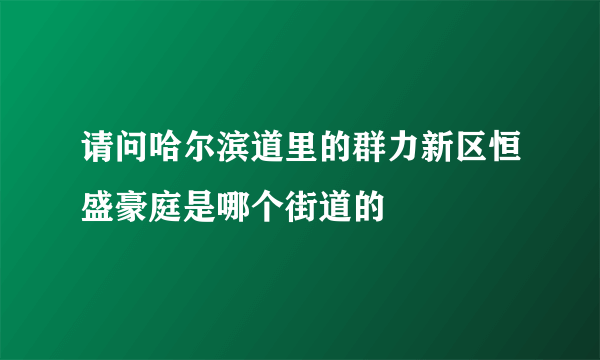 请问哈尔滨道里的群力新区恒盛豪庭是哪个街道的