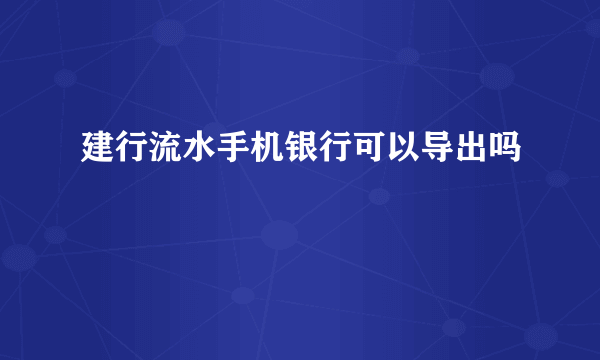 建行流水手机银行可以导出吗