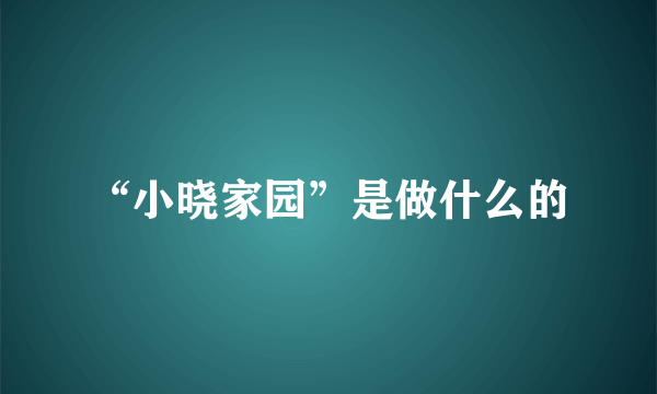 “小晓家园”是做什么的