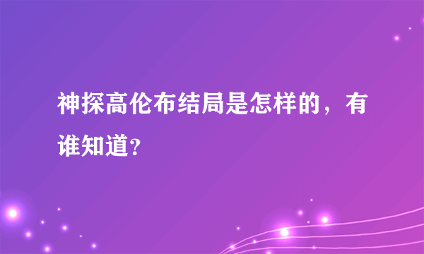 神探高伦布结局是怎样的，有谁知道？