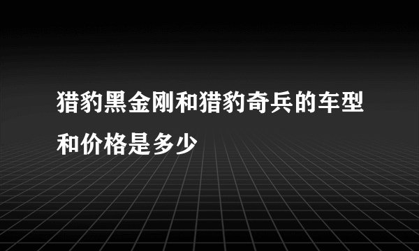 猎豹黑金刚和猎豹奇兵的车型和价格是多少