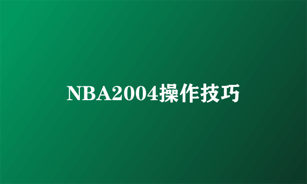 NBA2004操作技巧