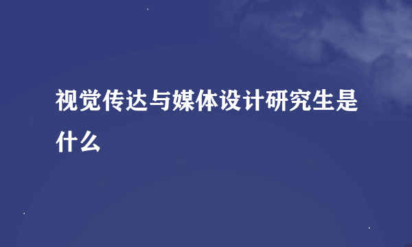 视觉传达与媒体设计研究生是什么