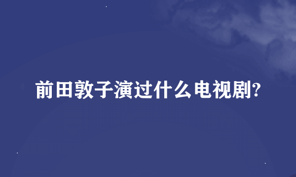 前田敦子演过什么电视剧?