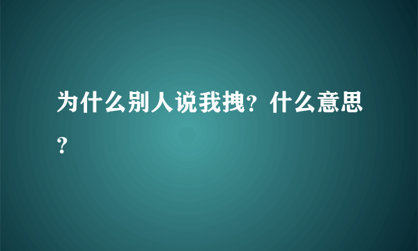 为什么别人说我拽？什么意思？