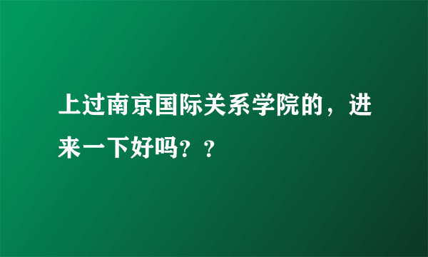 上过南京国际关系学院的，进来一下好吗？？