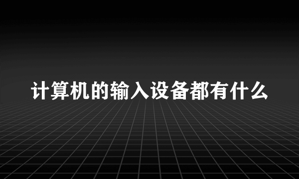 计算机的输入设备都有什么