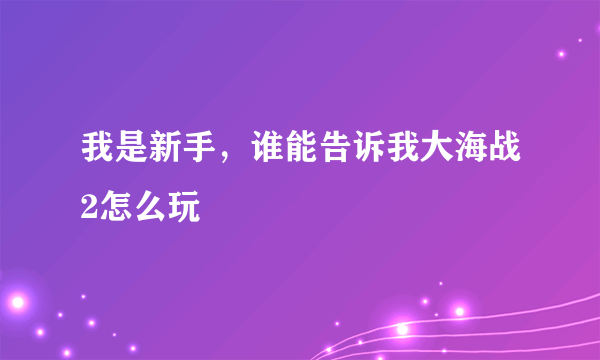 我是新手，谁能告诉我大海战2怎么玩