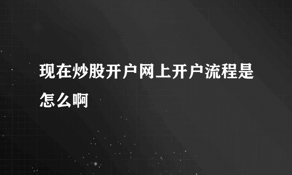 现在炒股开户网上开户流程是怎么啊