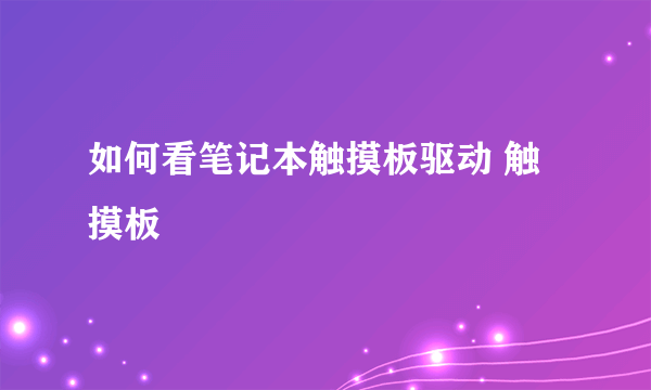 如何看笔记本触摸板驱动 触摸板