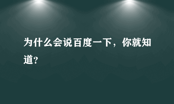 为什么会说百度一下，你就知道？