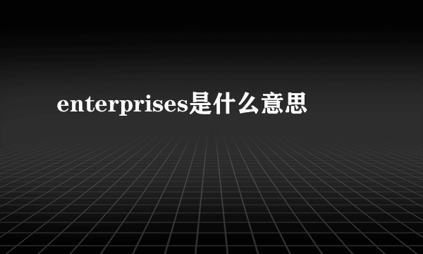 enterprises是什么意思