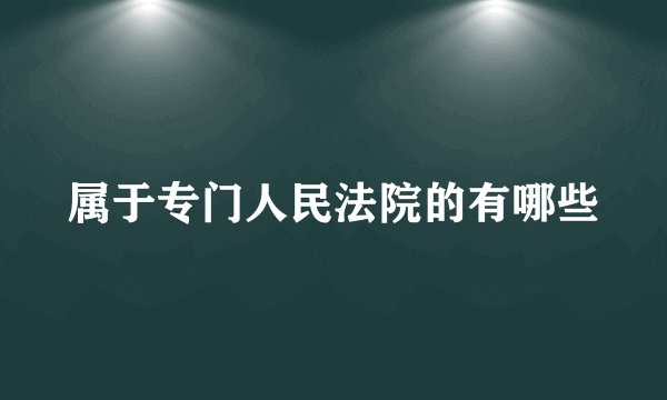 属于专门人民法院的有哪些