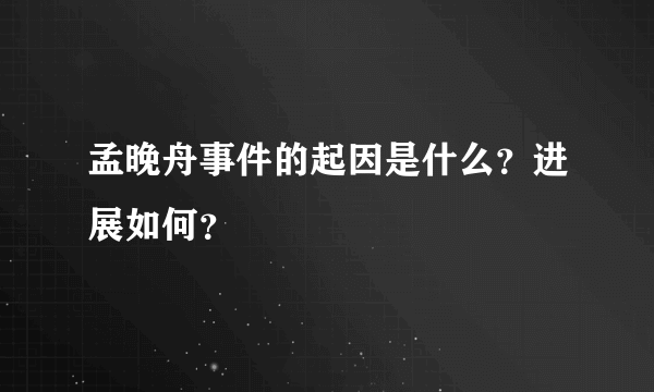 孟晚舟事件的起因是什么？进展如何？